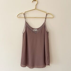 BABATON ARITZIA EUC Dusty Mauve Mesh Trim Minimalist Camisole Tank Blouse